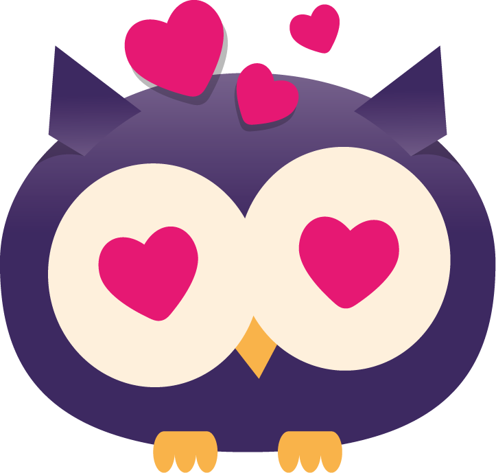 Owly avec des cœurs dans les yeux