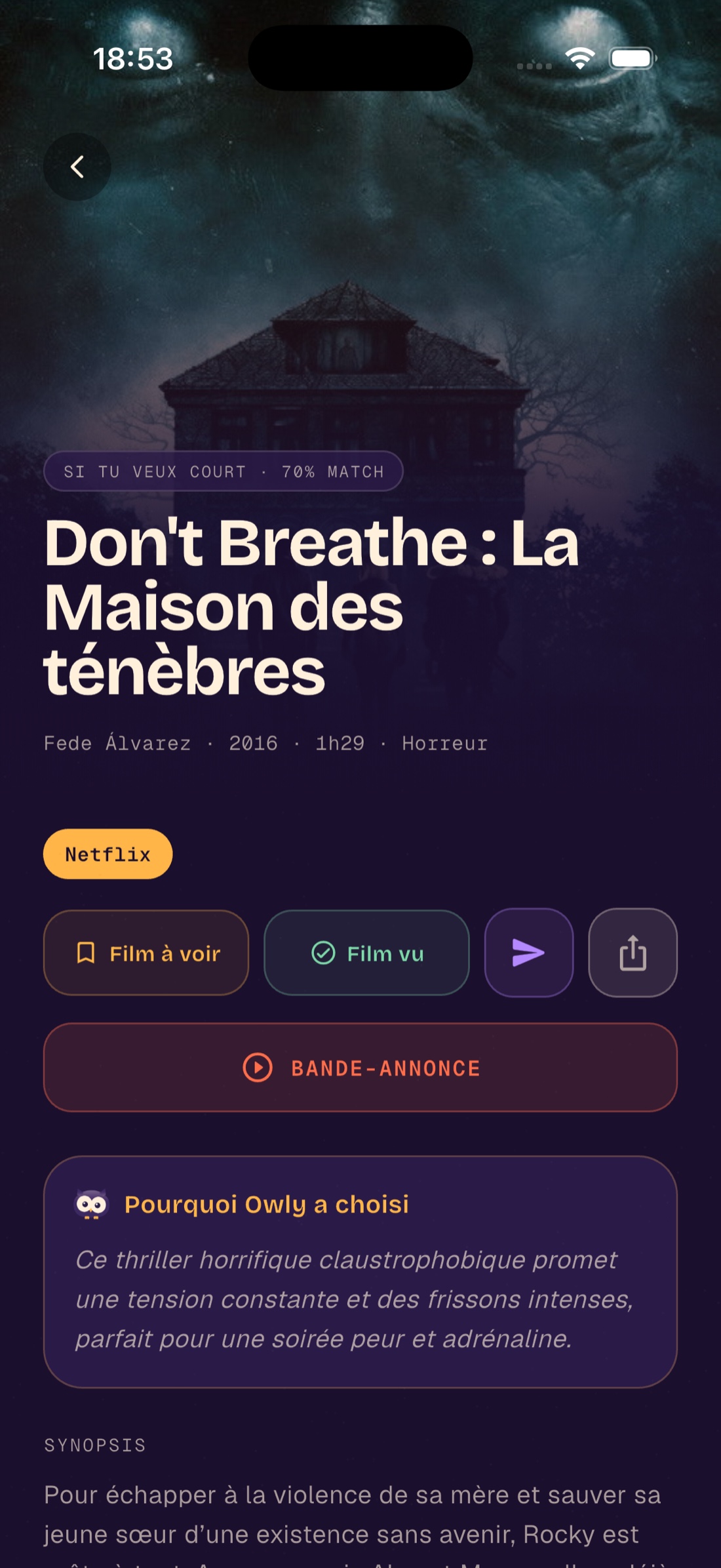 Fiche film WatchOwl — Don't Breathe