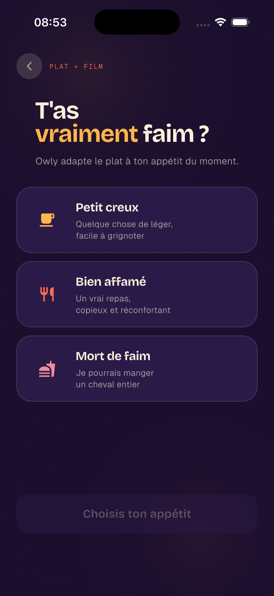 Écran Plat + film dans l'app